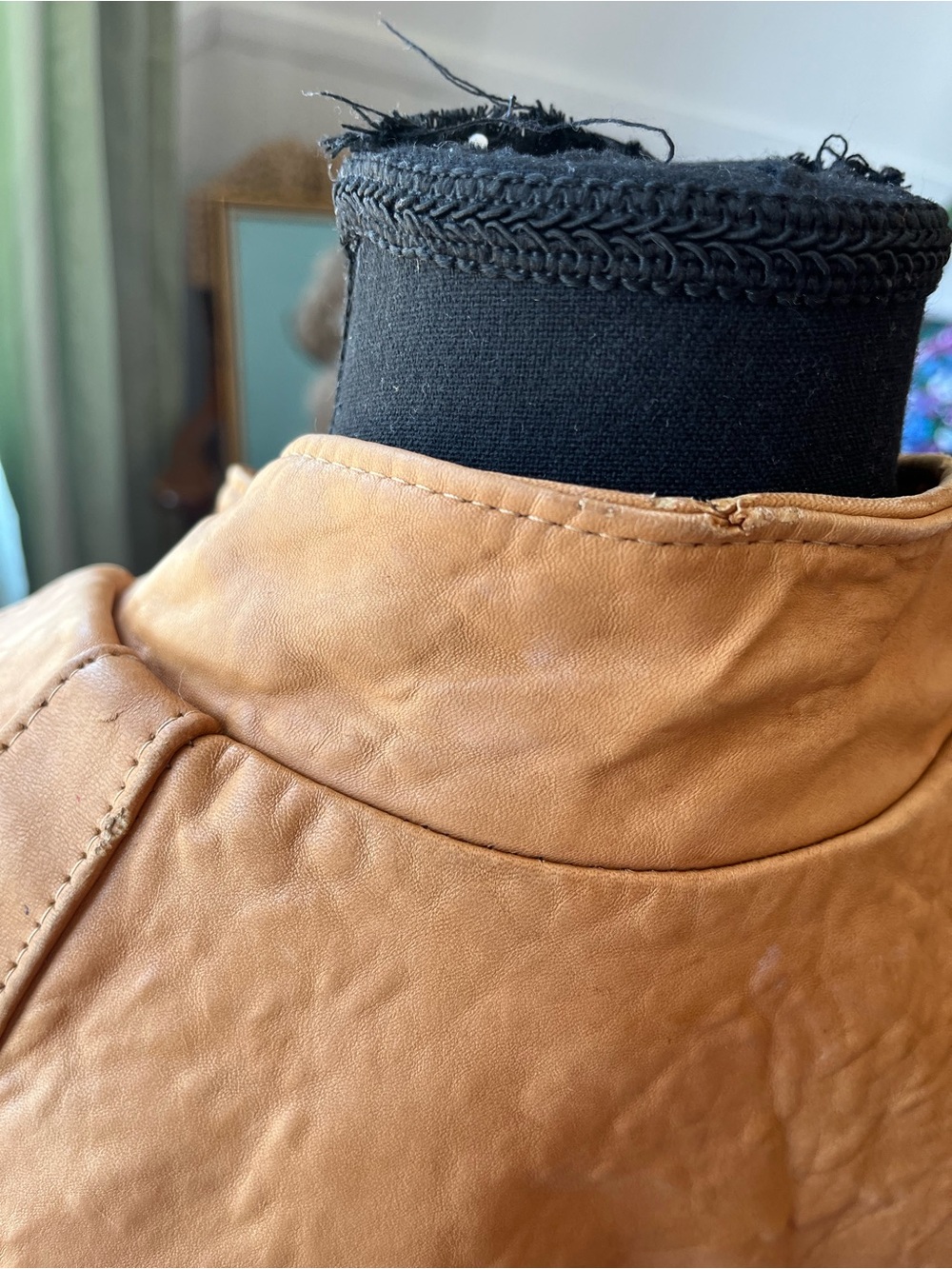 Women’s Vintage Classic Brown Leather Bomber Jacket Size S - Picture 6 of 10